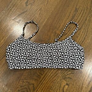 SHEIN Black and White Floral Bikini Top